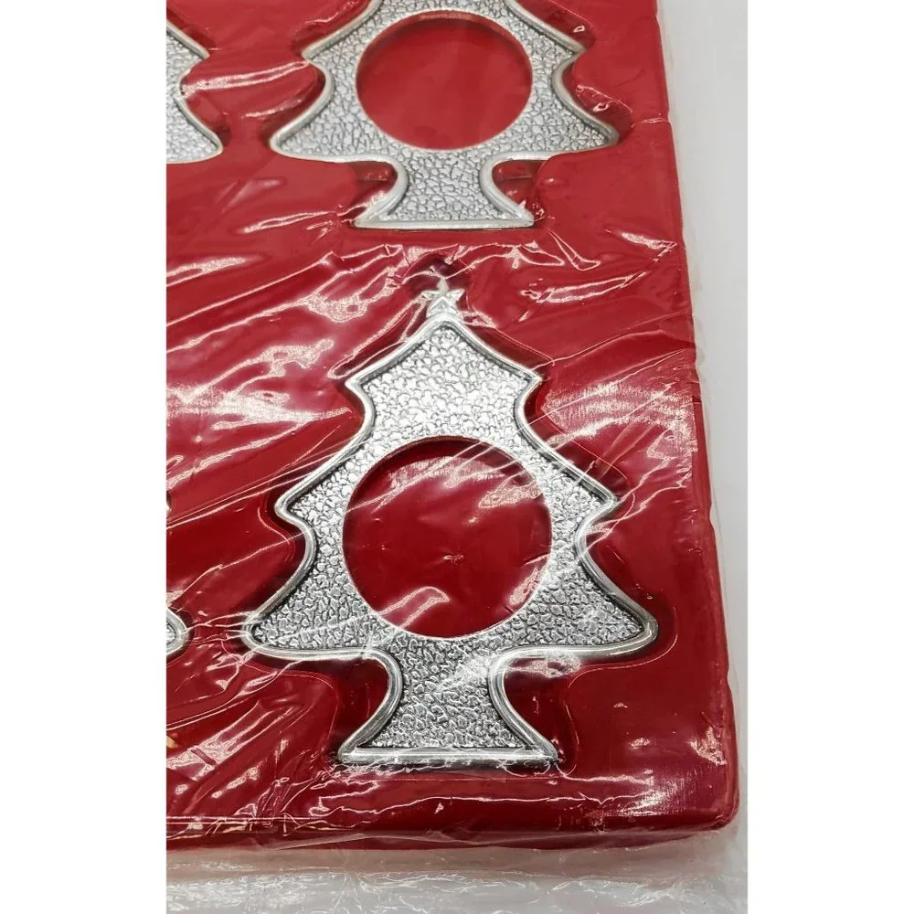 4pc Napkin Rings Silver-Plated Christmas Tree by Wallace Silversmiths